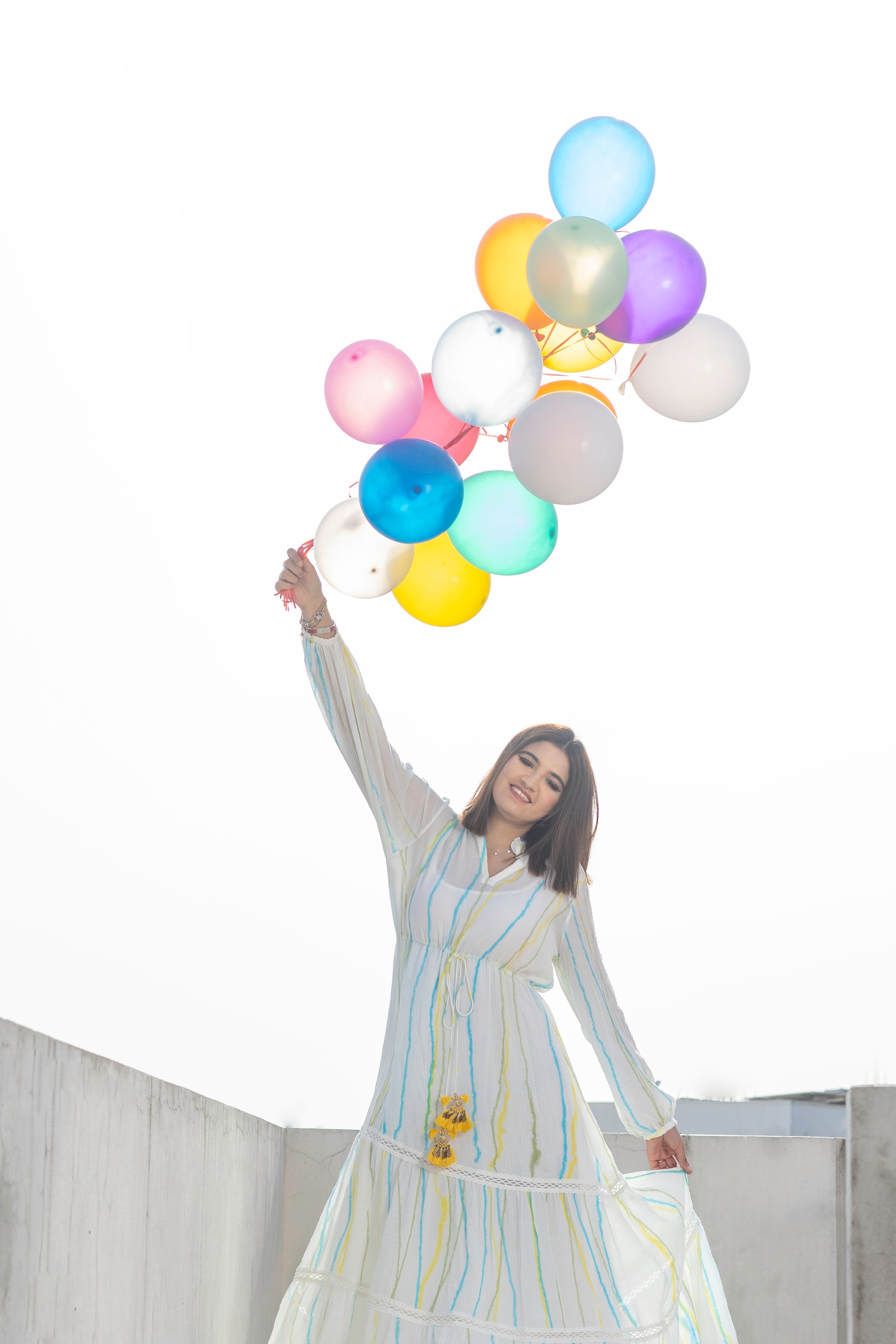 Anam Mirza In White Tie-Dye Dress