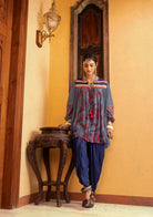 Blue Printed & Embroidered Tunic Set
